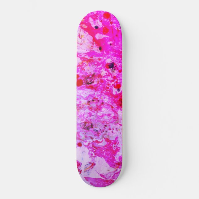 Pink Red Purple Modern Colourful Abstract Art Skateboard (Front)