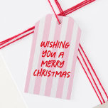 Pink Red Retro Christmas Gift Tag<br><div class="desc">Red Pink Thick Stripes Bold Retro Christmas Gift Tag</div>