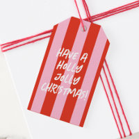 Pink Red Retro Christmas Gift Tag