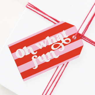 Pink Red Retro Christmas Gift Tag
