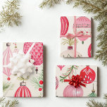 Pink Red Retro Christmas Ornaments Wrapping Paper Sheet<br><div class="desc">When we think of Christmas, chances are we think of ornaments that decorate our holiday trees. Here we have three wrapping paper sheets that celebrate those fun pieces of wintertime decor. Each sheet showcases a different group of ornaments. But the three sheets are all compatible with their pink and red...</div>