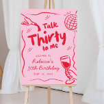 Pink Red Retro Illustrated 30birthday Welcome Sign<br><div class="desc">Pink Red Retro Vintage Illustrated 30th Birthday Welcome Sign</div>