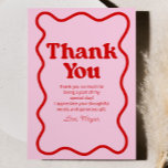 Pink Red Retro Wavy Border Birthday Party Thank You Card<br><div class="desc">This is a Pink Red Retro Wavy Border Birthday Party Thank You Card!</div>