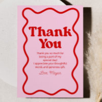 Pink Red Retro Wavy Border Birthday Party