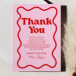 Pink Red Retro Wavy Border Bridal Shower Thank You Card<br><div class="desc">This is a Pink Red Retro Wavy Border Bridal Shower Thank You Card!</div>
