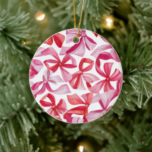 Pink & Red Ribbons Christmas Ornament
