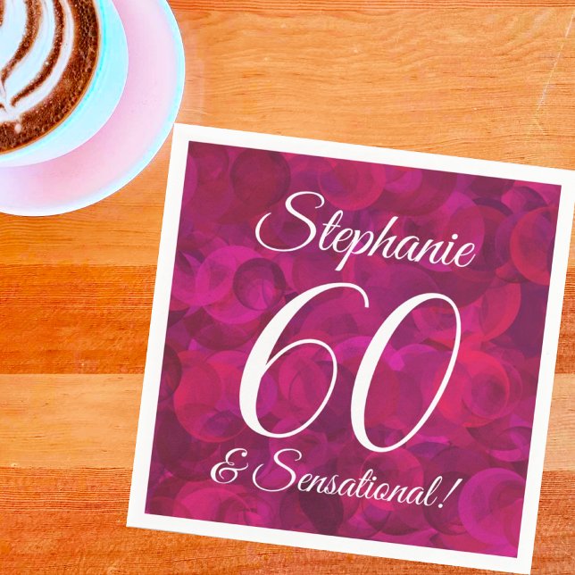 Pink Red Rose 60 and Sensational Birthday Party Napkin (Creator Uploaded)