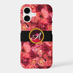 PINK RED ROSE FIELD ,RED RUBY GEMSTONE MONOGRAM