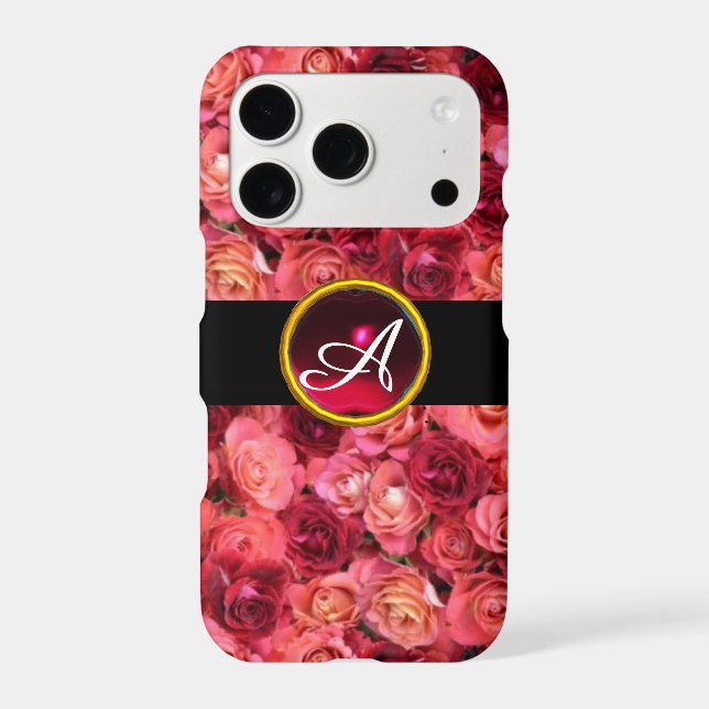 PINK RED ROSE FIELD ,RED RUBY GEMSTONE MONOGRAM (Back)