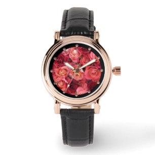 PINK RED ROSE FIELD WATCH