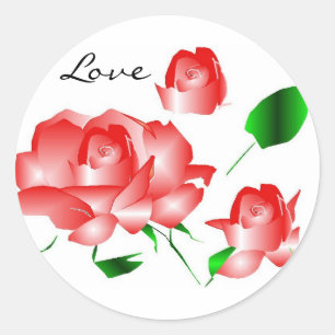 "Pink Red Rose I Love" Sticker