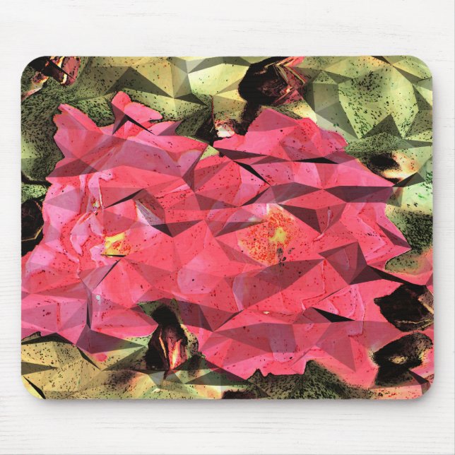 Pink Red Roses Abstract Cubist Futurist Mouse Pad (Front)