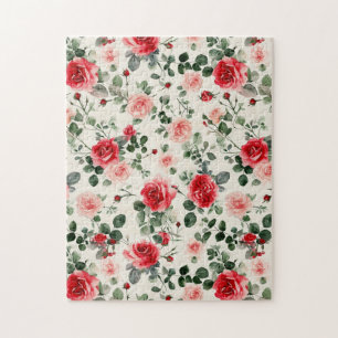 Pink Red Roses Mother's Day Jigsaw Puzzle
