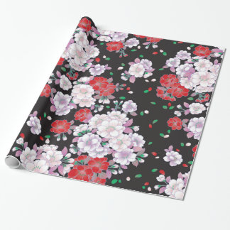 Pink Red Sakura Fine Vintage Japanese Pattern Wrapping Paper