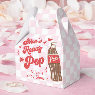 Pink Red She's Ready to Pop Baby Shower Favour Box