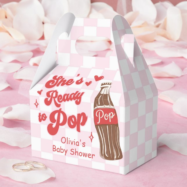 Pink Red She's Ready to Pop Baby Shower Favour Box (Wedding)