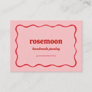 Pink Red Squiggle Business Card