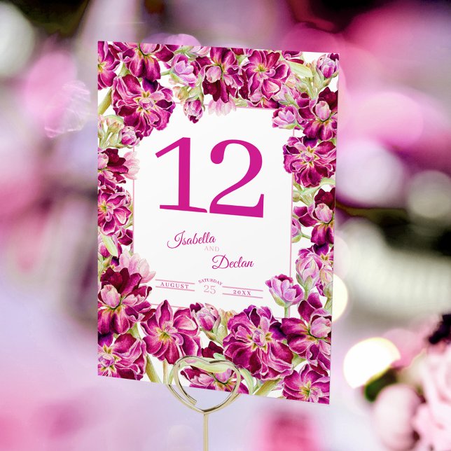 Pink red stock floral watercolor wedding  table number (Creator Uploaded)