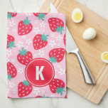 Pink Red Strawberries Floral  Pattern Monogram Tea Towel<br><div class="desc">Add a touch of sweetness to your kitchen with the Pink Red Strawberries Floral Pattern Monogram Kitchen Towel. Featuring vibrant pink and red strawberries surrounded by delicate floral accents, this towel brings charm and elegance to your cooking space. Personalise it with a monogram for a unique and thoughtful detail. Perfect...</div>
