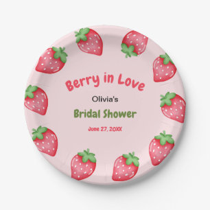 Pink & Red Strawberry Berry in Love Bridal Shower  Paper Plate