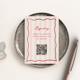Pink & Red Stripe Bridal Shower Registry Enclosure Card