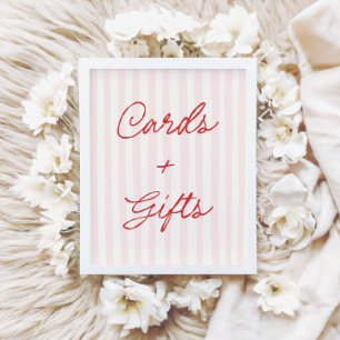 Pink & Red Stripe Cards and Gifts Sign