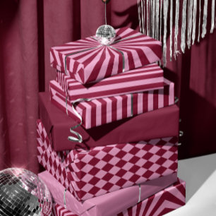 Pink red stripe Christmas Wrapping paper sheets