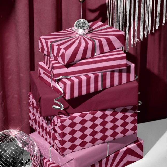 Pink red stripe Christmas Wrapping paper sheets (Creator Uploaded)