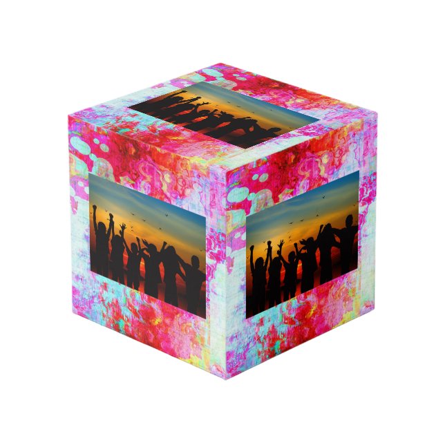 Pink red texture cube (Front Angled)