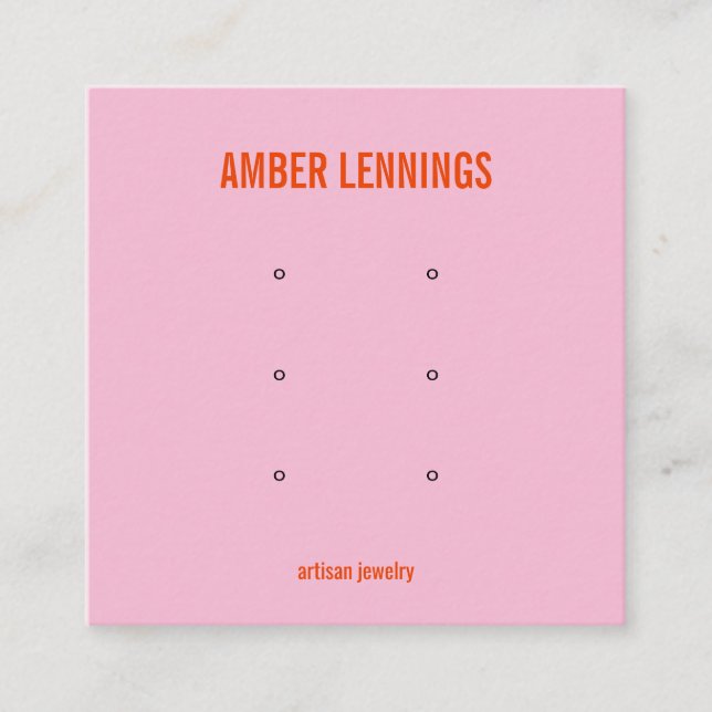 PINK RED THREE EARRING HOLE SETS LOGO SOCIAL SQUARE BUSINESS CARD (Front)