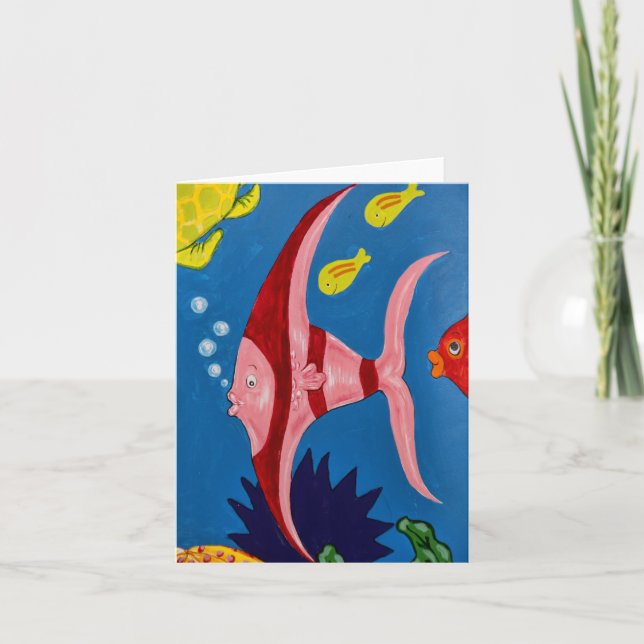Pink & Red Tropical Fish Card (Front)