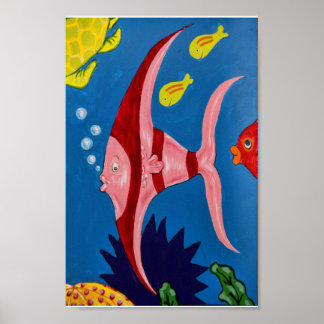 Pink & Red Tropical Fish Poster