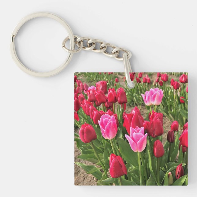 Pink & Red Tulips Key Ring (Front)