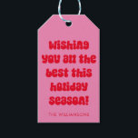 Pink Red Typography Retro Christmas Personalised Gift Tags<br><div class="desc">Quirky Aesthetic Pink and Red Typography Retro Christmas Holiday Personalised Gift Tags</div>