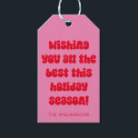 Pink Red Typography Retro Christmas Personalised Gift Tags<br><div class="desc">Quirky Aesthetic Pink and Red Typography Retro Christmas Holiday Personalised Gift Tags</div>