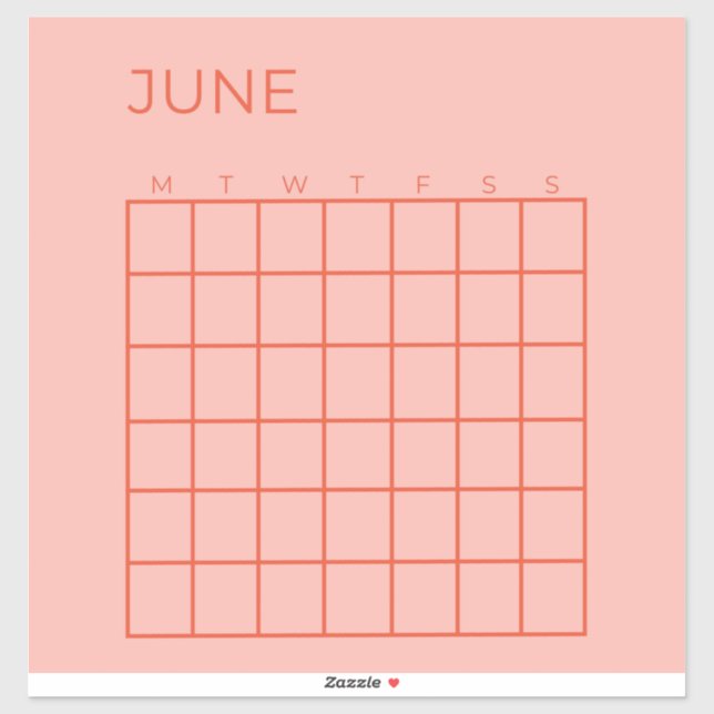 Pink Red Undated June Calendar for Organisation (Sheet)