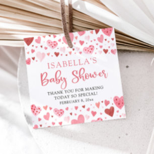 Pink Red Valentine A Little Sweetheart Baby Shower Favour Tags