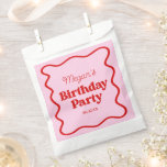 Pink Red Wavy Border Birthday Party Favour Bag<br><div class="desc">This is a Pink Red Retro Wavy Border Birthday Party Favour Bags!</div>