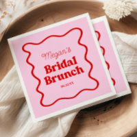 Pink Red Wavy Border Bridal Shower Brunch