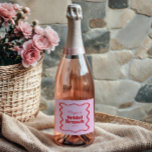 Pink Red Wavy Border Bridal Shower Brunch Sparkling Wine Label<br><div class="desc">This is a Pink Red Retro Wavy Border Bridal Shower Brunch Sparkling Wine Champagne Bottle Labels!</div>