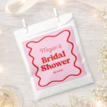 Pink Red Wavy Border Bridal Shower Paper Favour Bag<br><div class="desc">This is a Pink Red Retro Wavy Border Bridal Shower Party Favour Bags!</div>