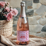 Pink Red Wavy Border Bridal Shower Sparkling Wine Label<br><div class="desc">These are Pink Red Retro Wavy Border Bridal Shower Party Sparkling Wine Bottle Labels!</div>