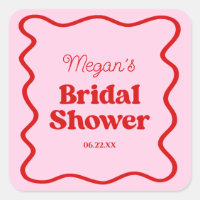 Pink Red Wavy Border Bridal Shower