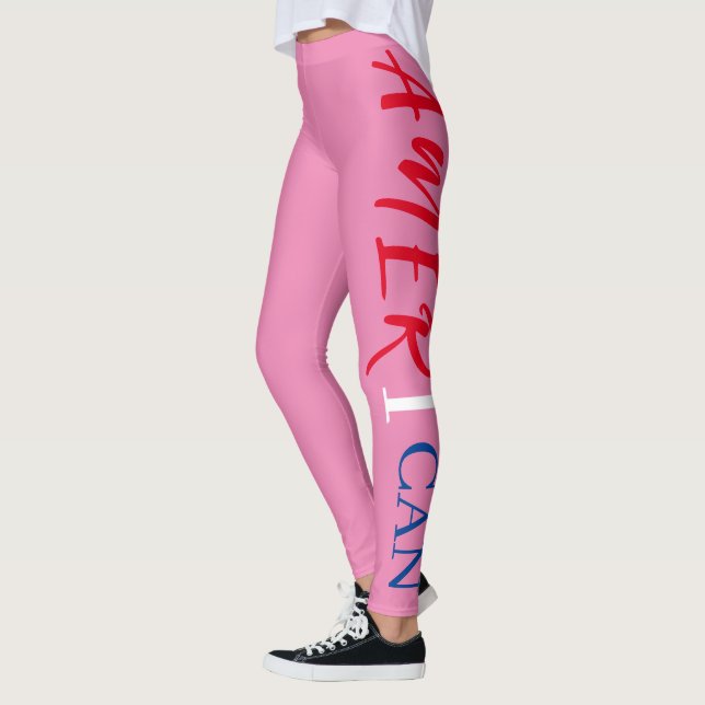Pink Red White Blue Black Woman African America Leggings (Left)