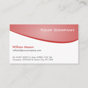 Pink Red White Curved Professional Business Card