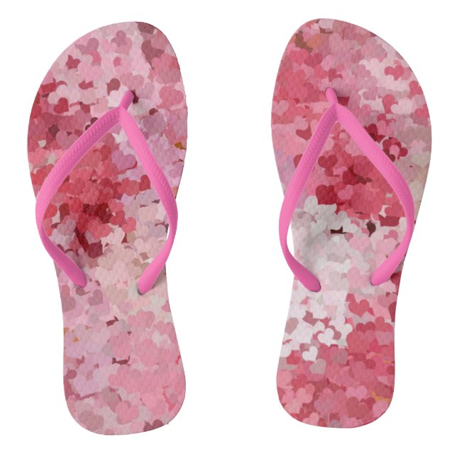 Pink Red White Modern Trendy Elegant Template Thongs (Footbed)