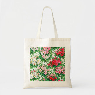 Pink Red & White Oleander Floral Botanical Pattern Tote Bag