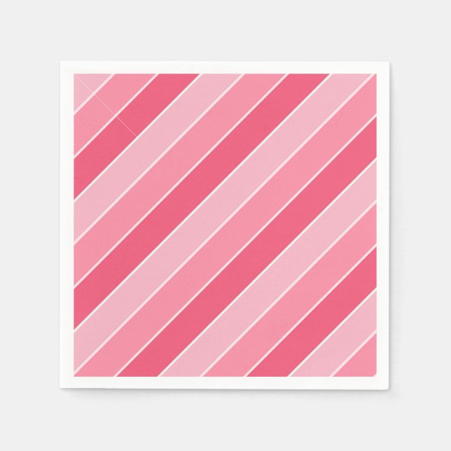 Pink Red White Striped Blank Template Modern Napkin (Front)