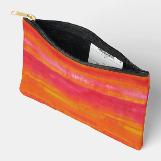 Pink Red Yellow Abstract  Accessory Pouch (Open)