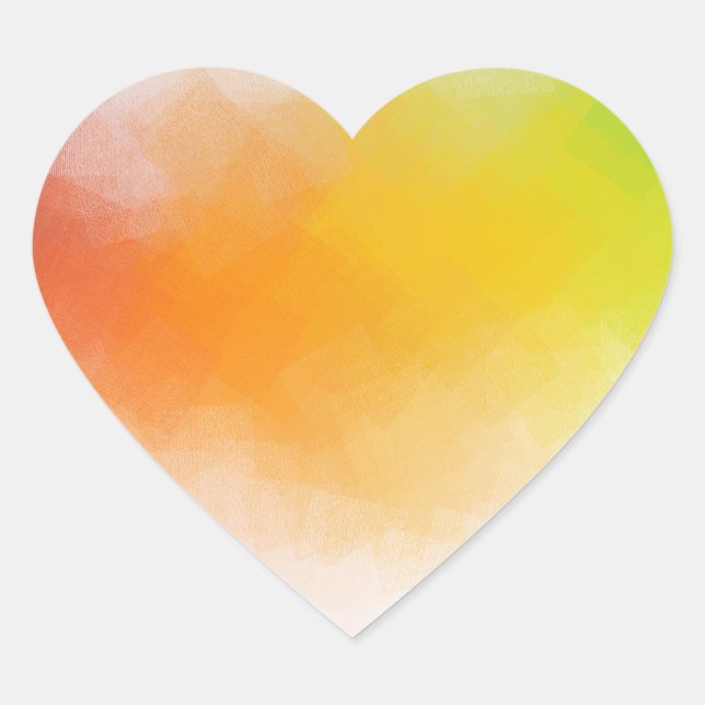 Pink Red Yellow Blue Green Modern Abstract Art Heart Sticker (Front)